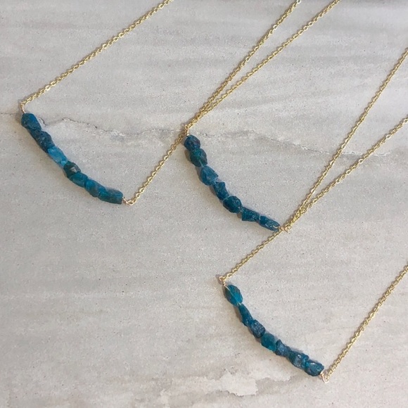 Raw Apatite Crystal 14k Gold Necklace - Picture 6 of 6